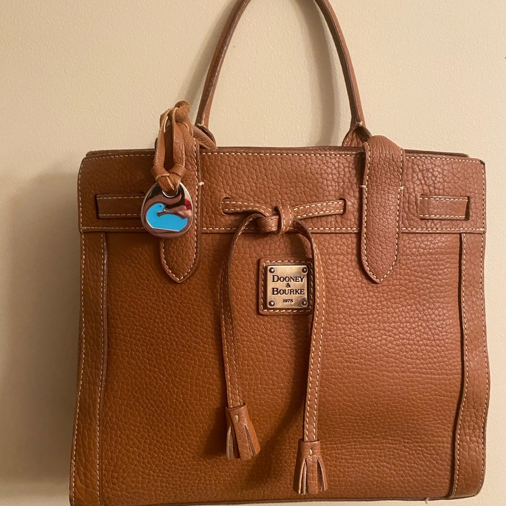 Dooney & Bourke Brown Leather Satchel with Structured Design
